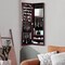 Costway Wall Door Mounted Mirrored Jewelry Cabinet Storage Organizer-Black/Brown/White